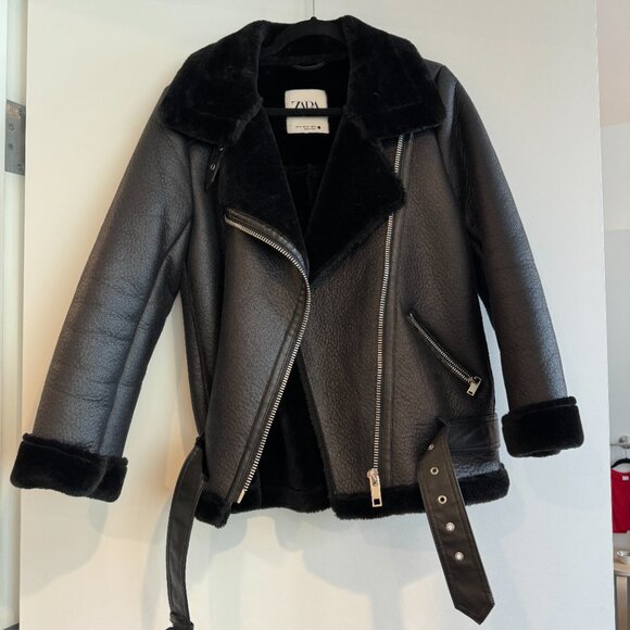 Zara Double-Faced Black Leather jacket - Picture 2 of 7